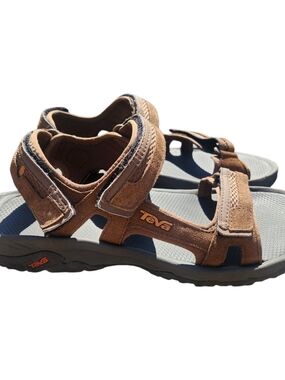 Teva Mens Hudson Brown Leather Strap Sandals, Size 11